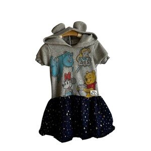 Disney Gray and Navy Winnie the Pooh Hooded Dress Animated Character